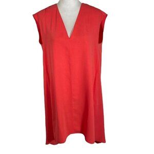 Rachel Roy Shift Dress Womens Small Orange Sleeveless High Low V Neck Pullover